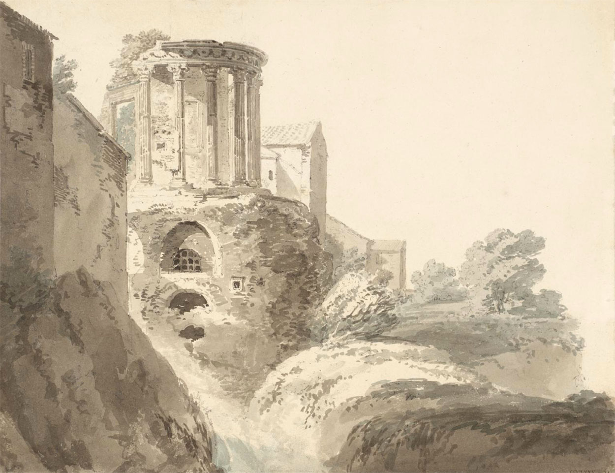 Joseph Mallord William Turner,Temple de Sybille à Tivoli (environ 1795-1797)